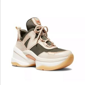 MK Michael Kors Olympia Canvas Leather Trainer